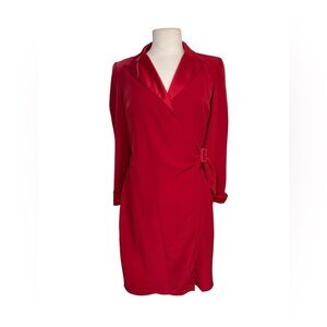 David Warren New York Red Wrap Coat Dress Vintage 90s Size 6 Pin Up Romantic